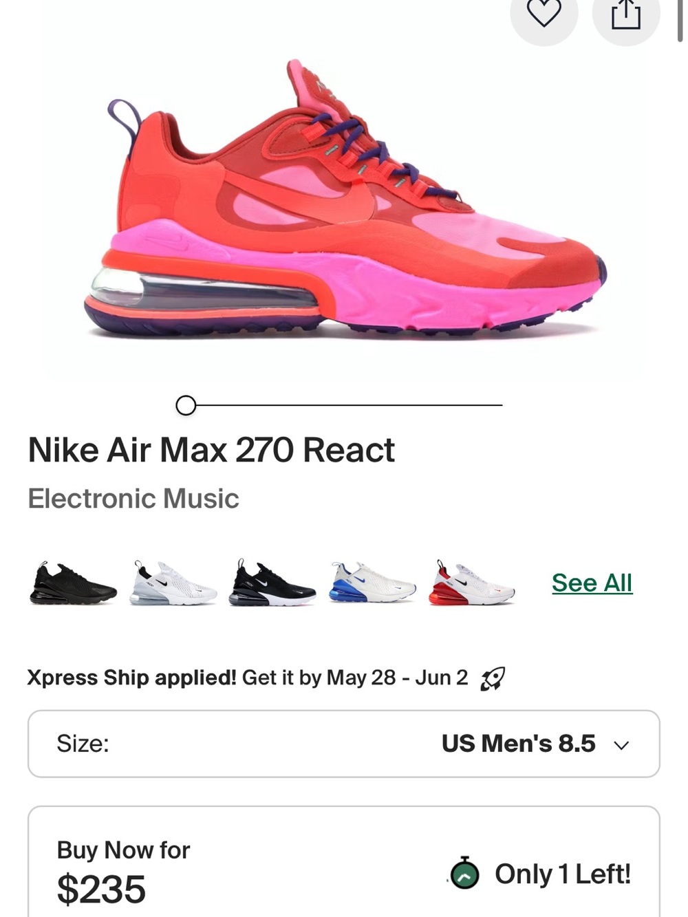 Nike Air Max 270 React - Pink and Red